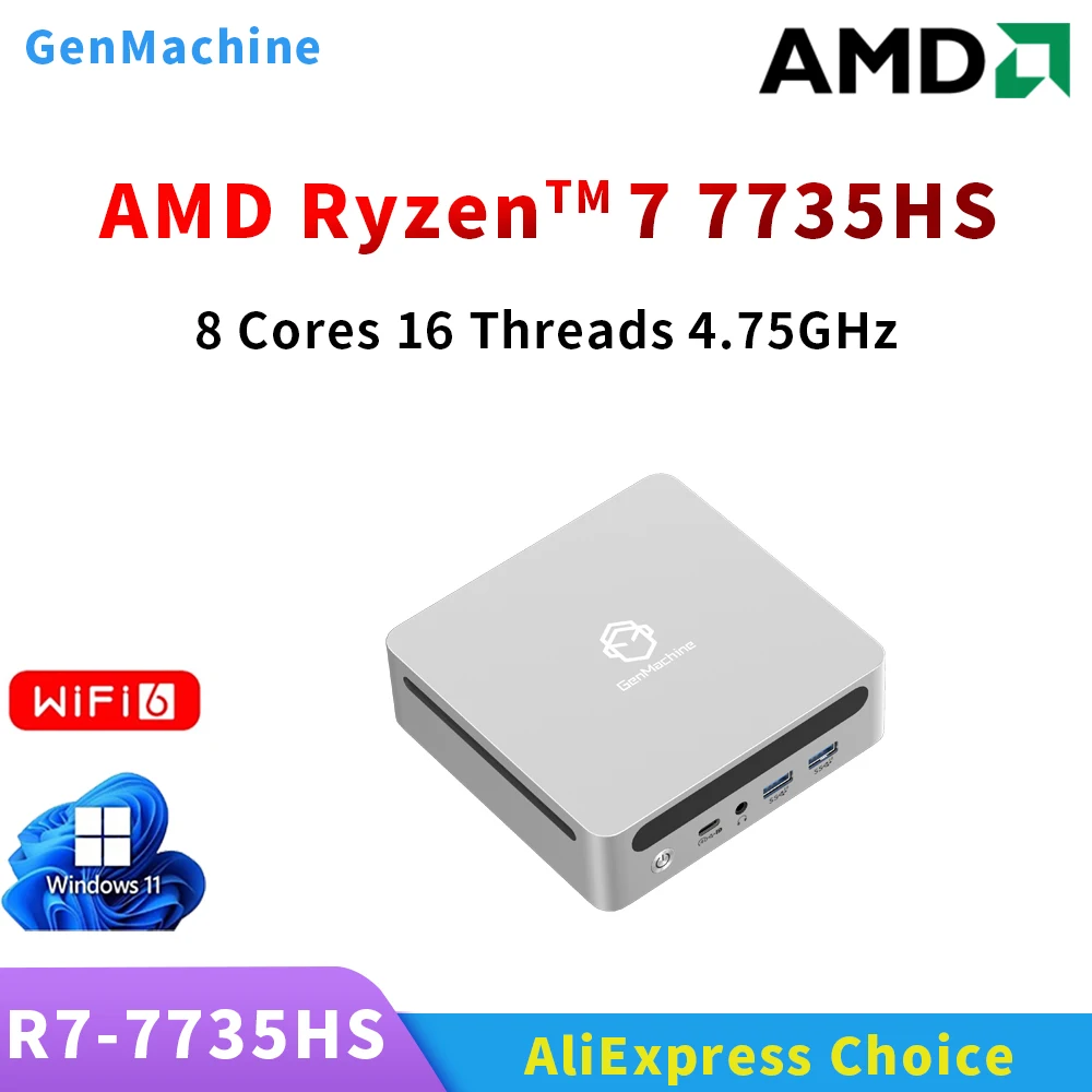 Genmachine AMD Ryzen 7 7735HS MINI PC 8 Core 16 Thread 3.2