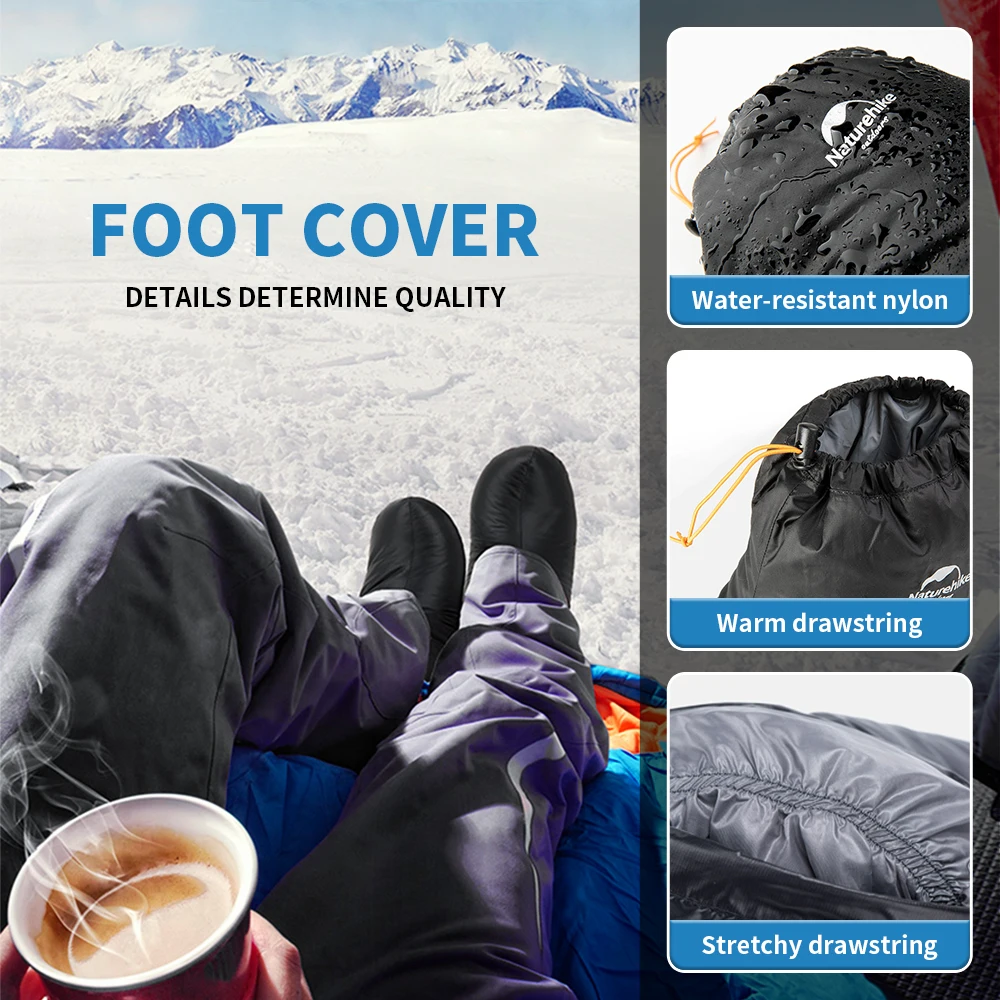 Naturehike Winter Warm Goose Down Foot Cover Outdoor Camping Waterproof Windproof Warm Shoes Winter Thermal Feet Cover Warm Boot