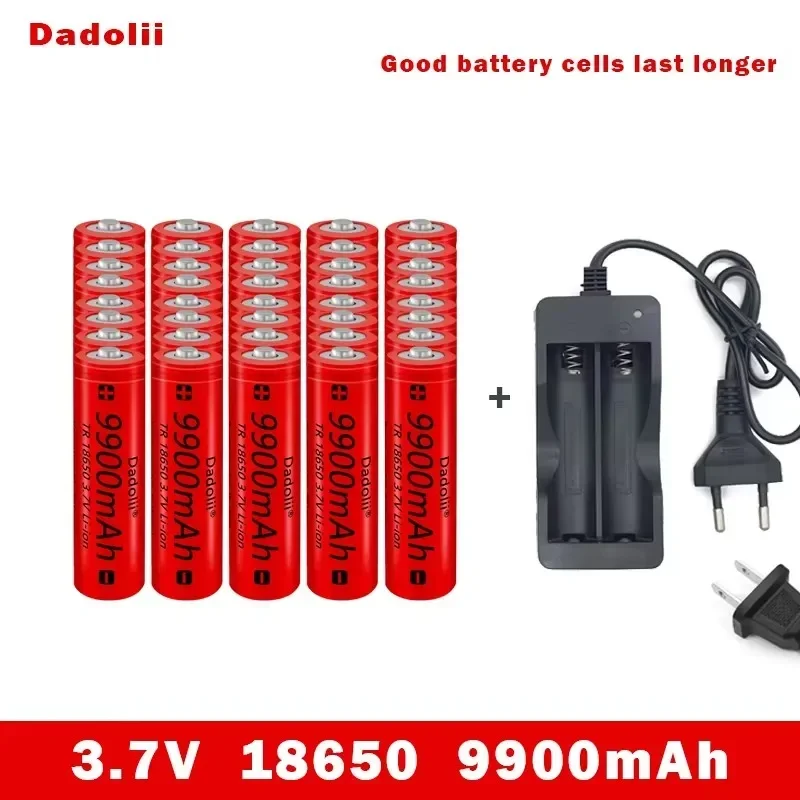 18650 Battery Rechargeable Battery 3.7V 18650 9900mAh Capacity Li-ion Rechargeable Battery For Flashlight Torch Battery+Charger 3