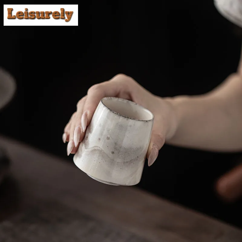 120ML Ink Painting Zhiye Roasting Teacup Creative Tea Bowl Tea Pair Tea-tasting Smelling Cup Jianzhan Master Cups Chinese Teaset