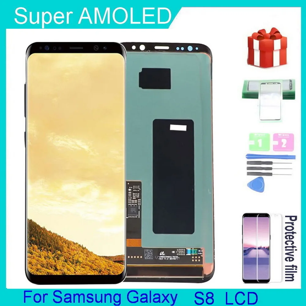 

Original Super AMOLED LCD Display For SAMSUNG Galaxy S8 G950F G950FD G9500 G950U G950WDisplay Touch Screen Digitizer Replacement