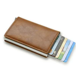 Anti-Theft RFID Slim Wallet - Minimalist Cardholder & Cash Organizer (Brown)