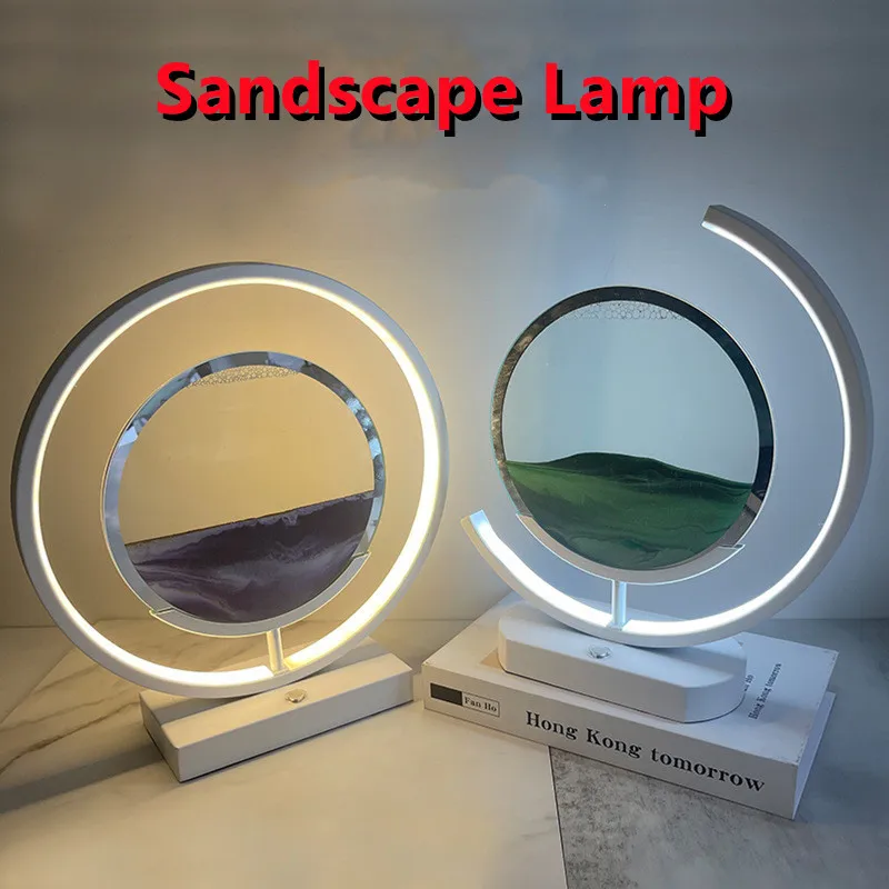 Led Moving Sand Lamp Quicksand Art Frame Flowing Sand Painting Atmosphere Lamp Home Decoration