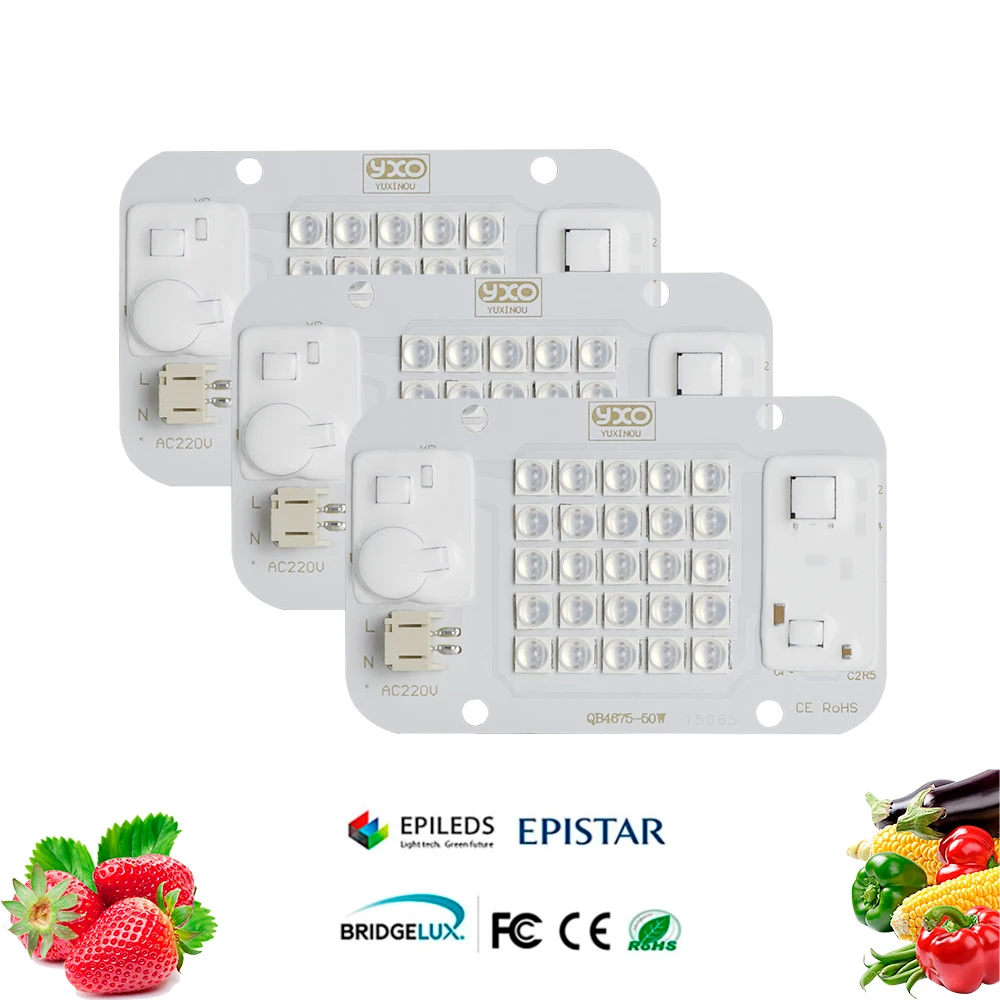 Led Grow Light YXO Hydroponice AC 220V 20w 30w 50w Dob Cob Chip Full Spectrum 380nm-780nm For Indoor Plant Seedling Grow Flower