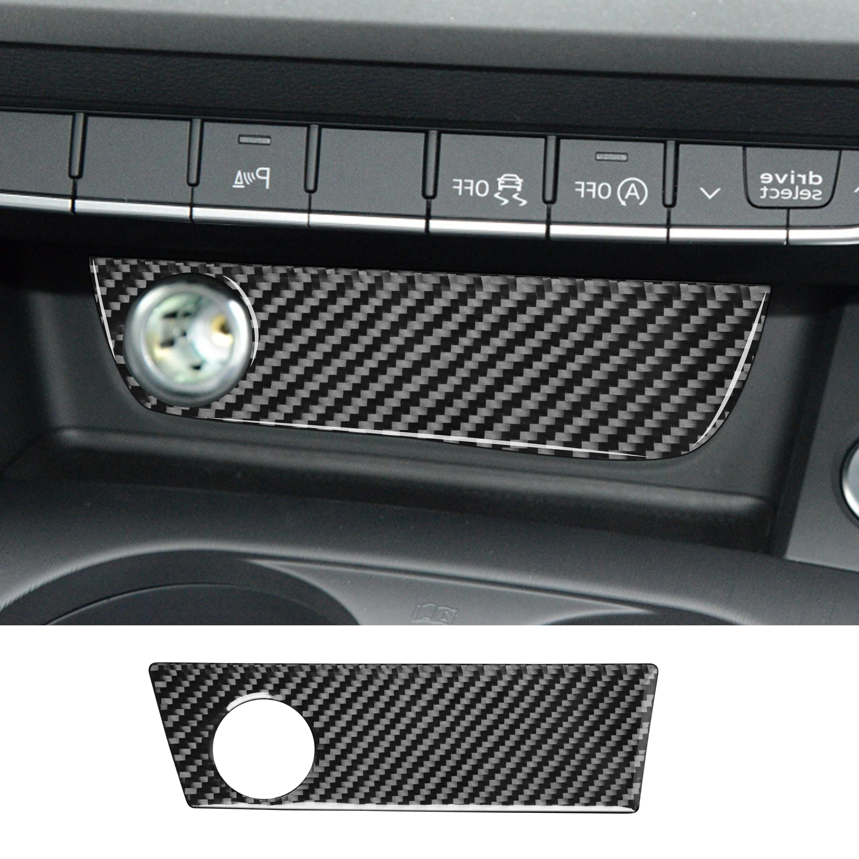 

Car Center Console Cigarette Light Panel Decoration Cover Trim Carbon Fiber Sticker For Audi A4 B9 2017-23 Interior Accessories