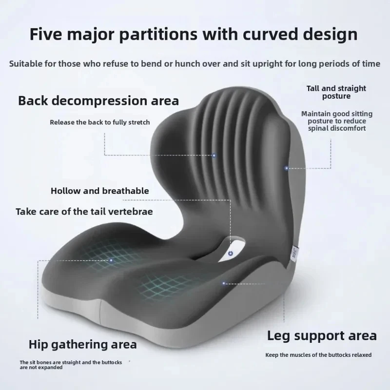 Cojín de Asiento Ergonómico de Espuma Viscoelástica con Soporte Lumbar – para Aliviar el Dolor de Espalda en Sillas de Oficina, Asiento Ergonómico de Espuma para Coche y Hogar