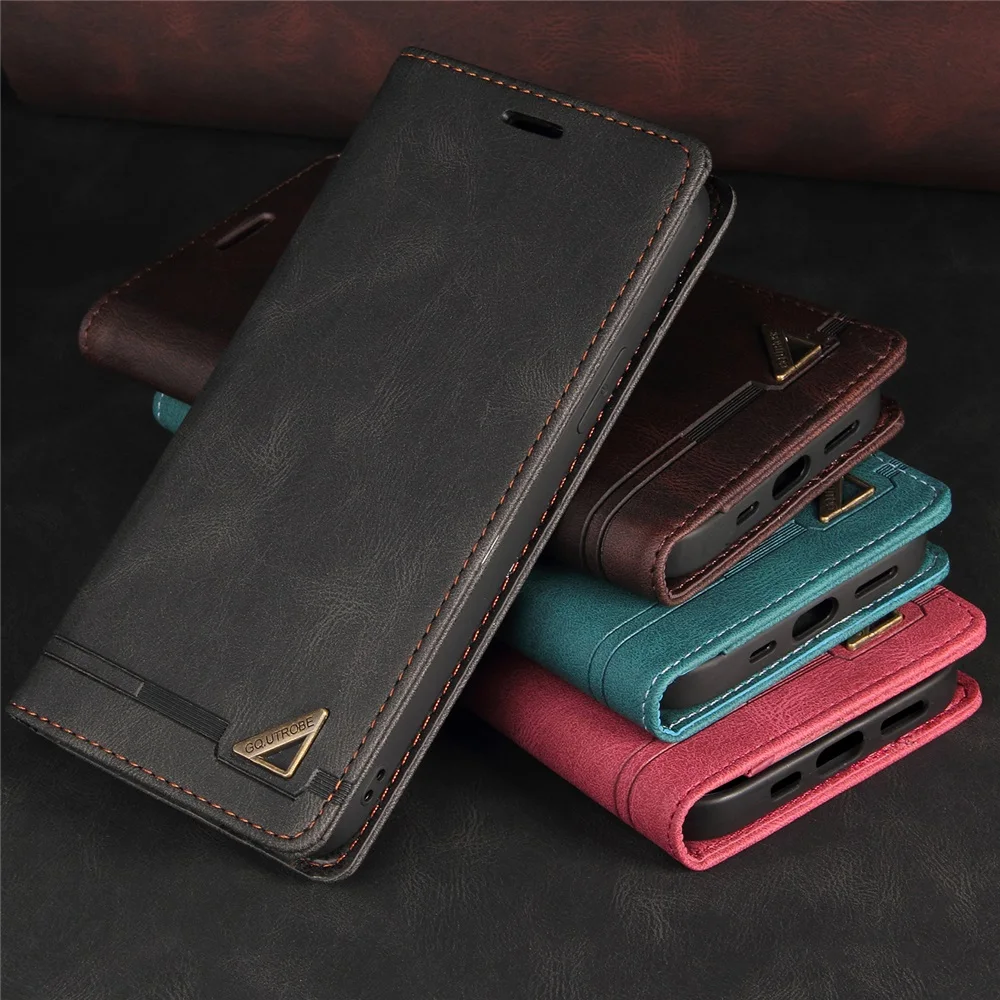 Leather Flip Phone Case with Card Slot and Stand Function