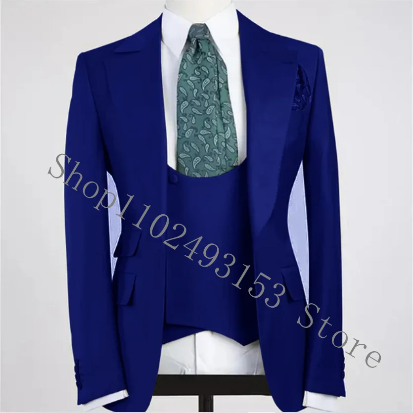 Burgundy 3 Pieces Men Suits Formal Elegant Groomsmen Bridegroom Wedding Tuxedos Groom Wear Blazer+Vest+Pants Trajes De Hombre