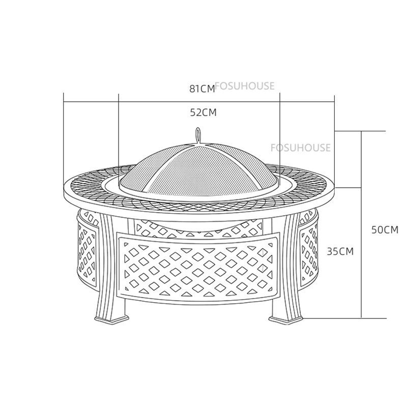 Nordic Iron Fire Pit for Outdoor Heater Charcoal Stove Household Creative Outdoor Courtyard Multifunction Charcoal Brazier