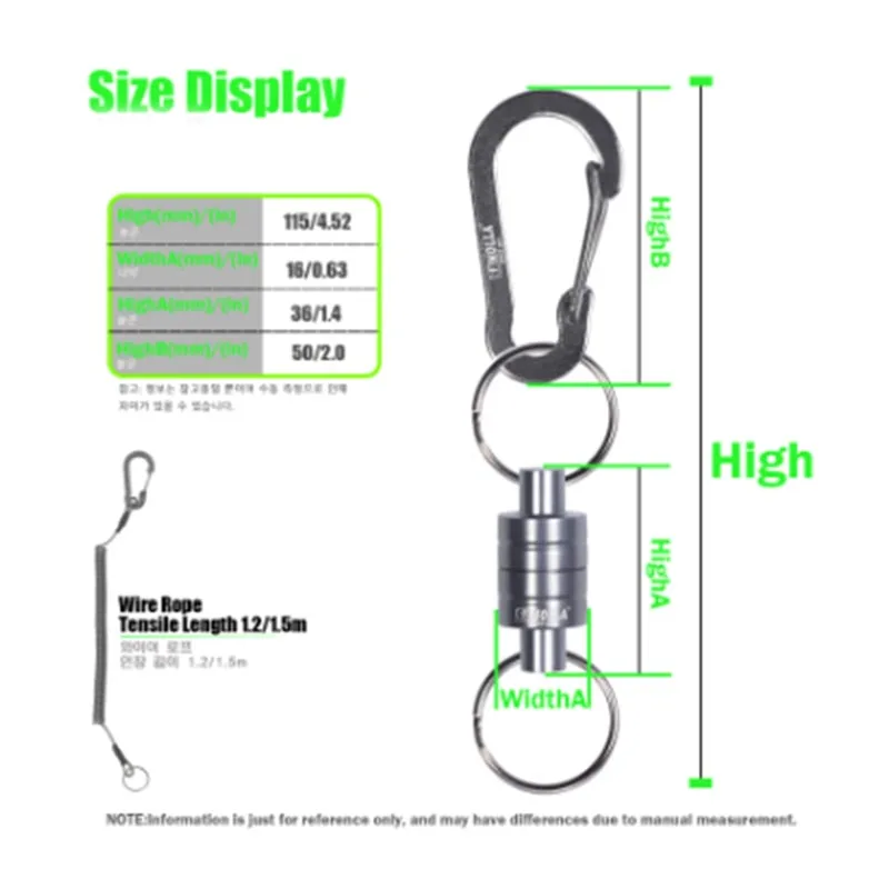 fishing tools Magnetic Net Release Holder With Coiled Lanyard Strong Magnet Carabine Fast Buckle Anti-Drop Rope Accessories