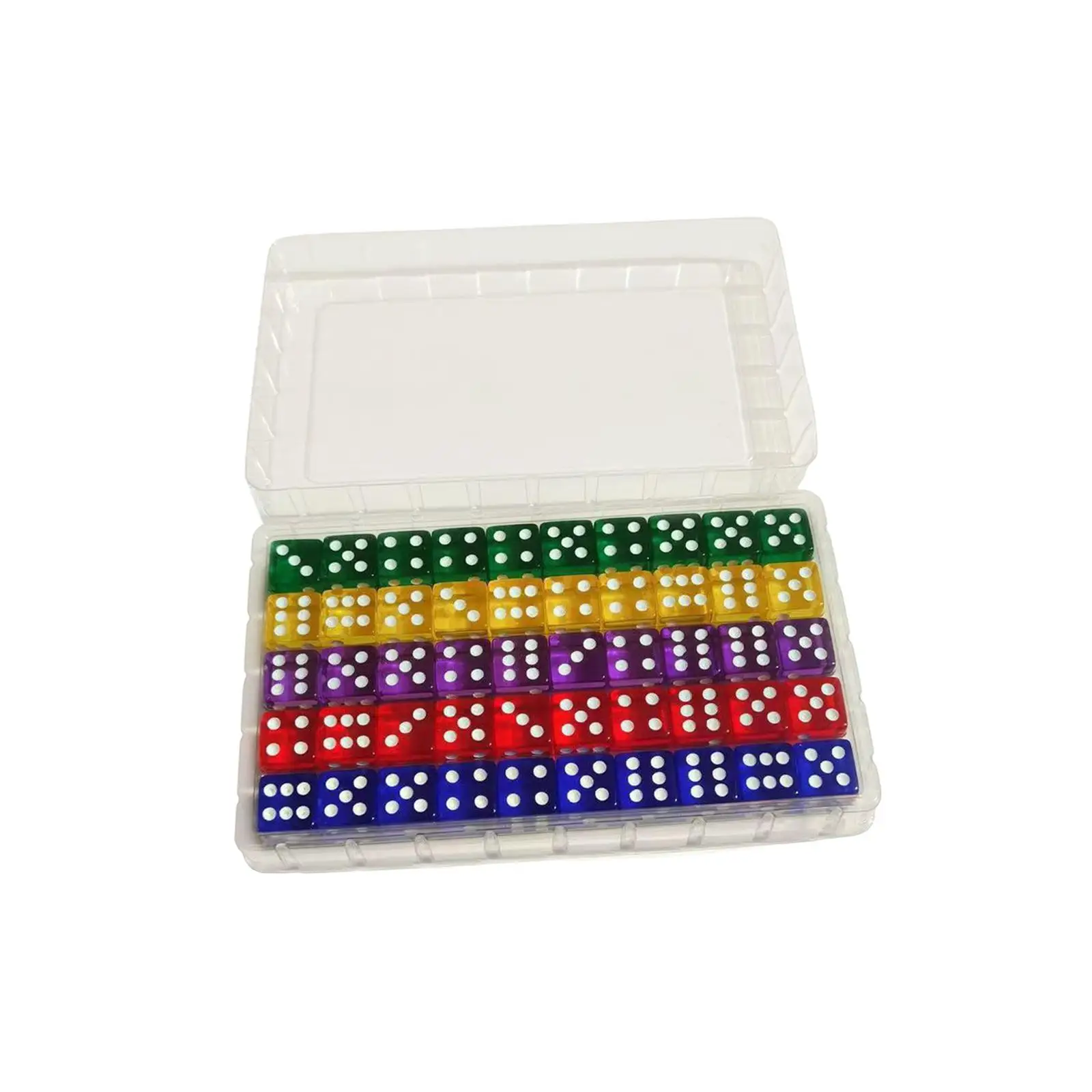 

50x Six Sided Dices Set with Storage Case Bar Toys Role Playing Games D6 Dices Standard Game Dice Table Games Math Teaching