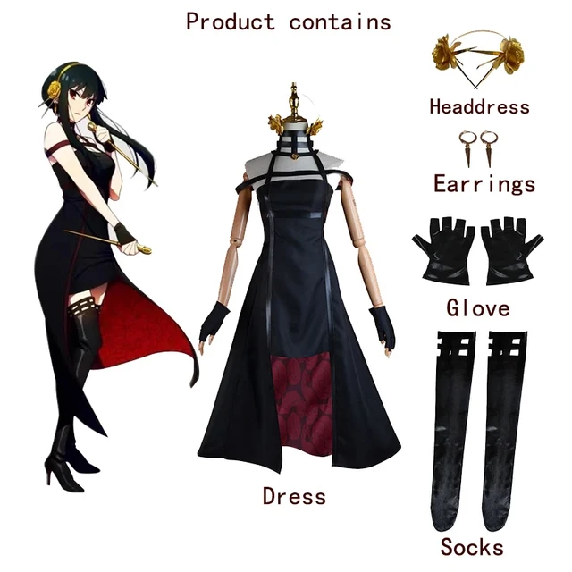Anime Spy X Family Yor Forger Cosplay Wig Dress Suit Assassin Gothic Black  Red Skirt Outfit Uniform Yor Briar Earring Long Hair - Cosplay Costumes -  AliExpress