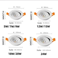 Modern Embedded LED Downlight 9W 12W 18W Dimmable Black And White COB Spotlight 360 ° Adjustableindoor Lighting Home Decoration - Image 5