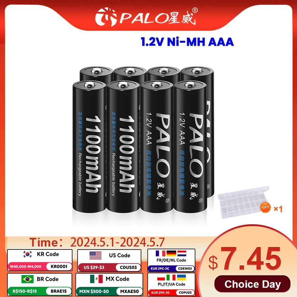 1.2V AAA Ni-MH Rechargeable Battery AAA Batteries 1100mAh Rechargeable R3 Battery for Thermometer Fingerprint Lock Doorbell