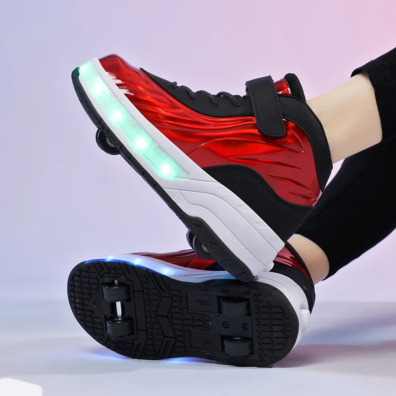 Fashion Casual Sneakers  Roller Shoes Outdoor Deformation Parkour Skates Dual-Use Children\'S Youth Women Adults Unisex