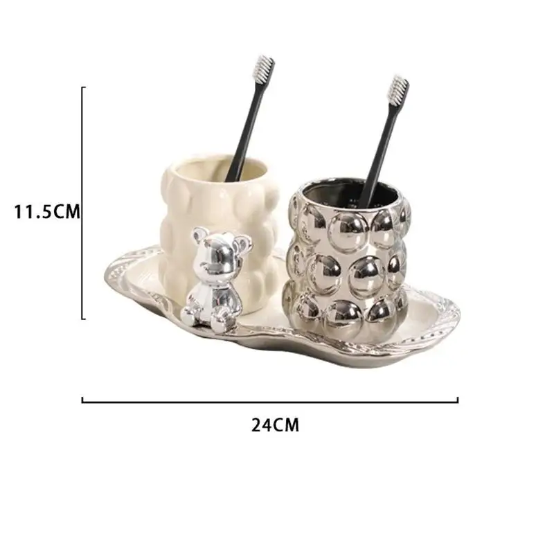 Luxury Electroplated Ceramic Mug Set Toilet Double Toothbrush Home Toothbrush Cup Cup Gift Lovers Bathroom Accessories Cartridge