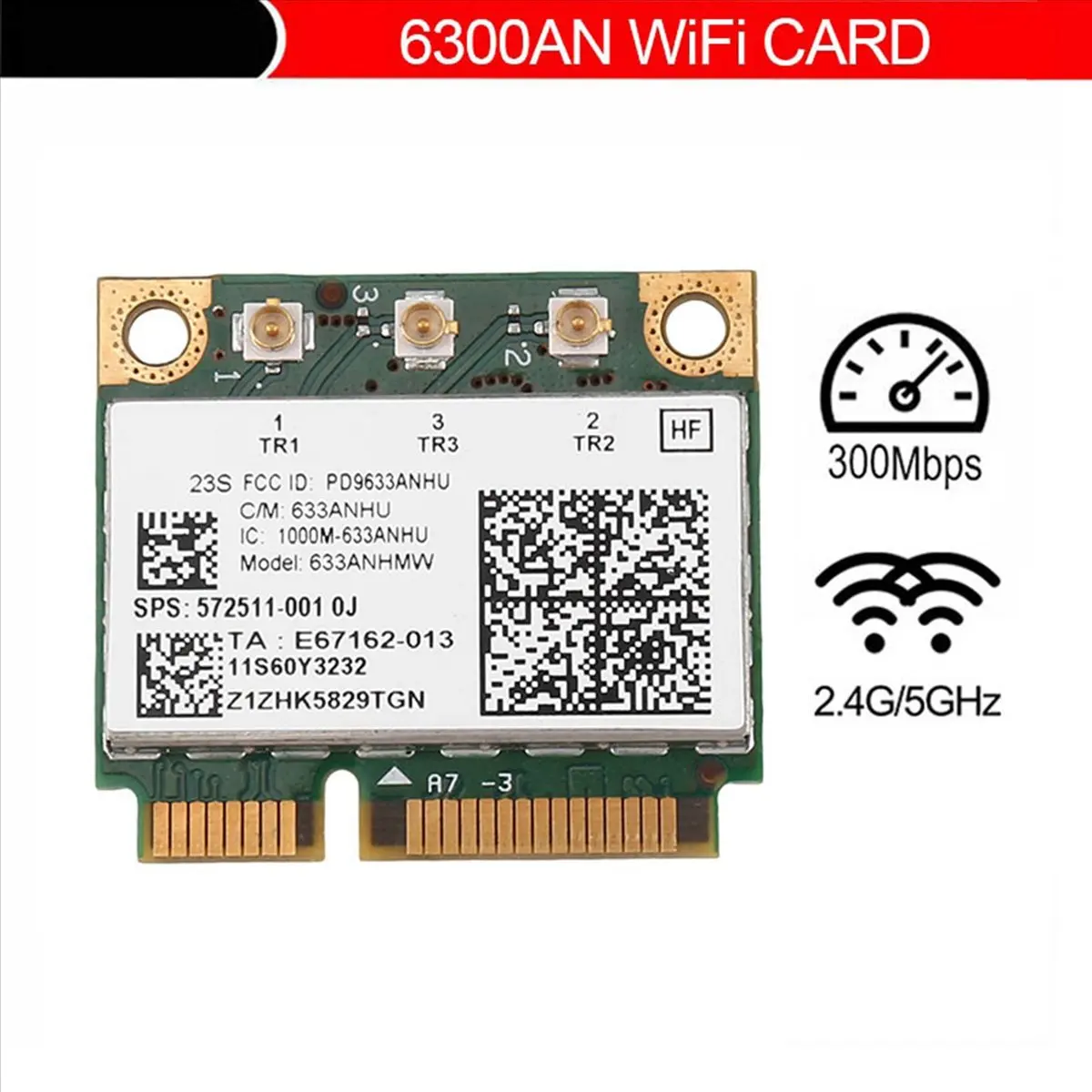 스테이블- 6300AGN 633ANHMW 무선 와이파이 카드 미니 Pcie 카드 802.11A/G/N 2.4G+5.0 Ghz 레노버 씽크패드 T410 T420 T430 X220 Y460용
