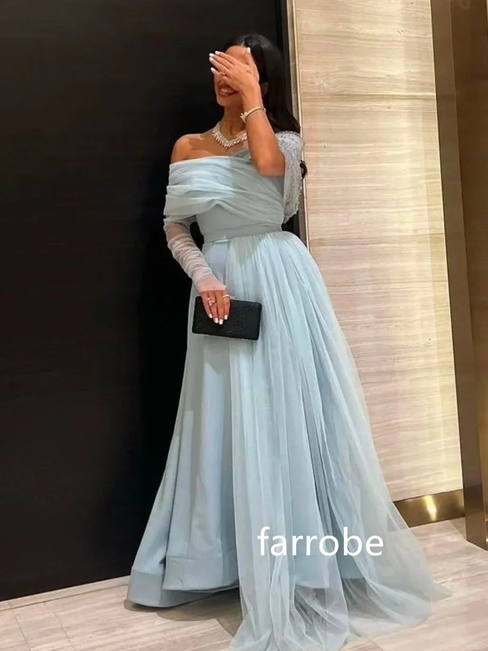 Exquisite Net Pleat A-line Off-the-shoulder Midi Dresses Cocktail Dresses Modern Style Pastrol Unisex Chinese Style F