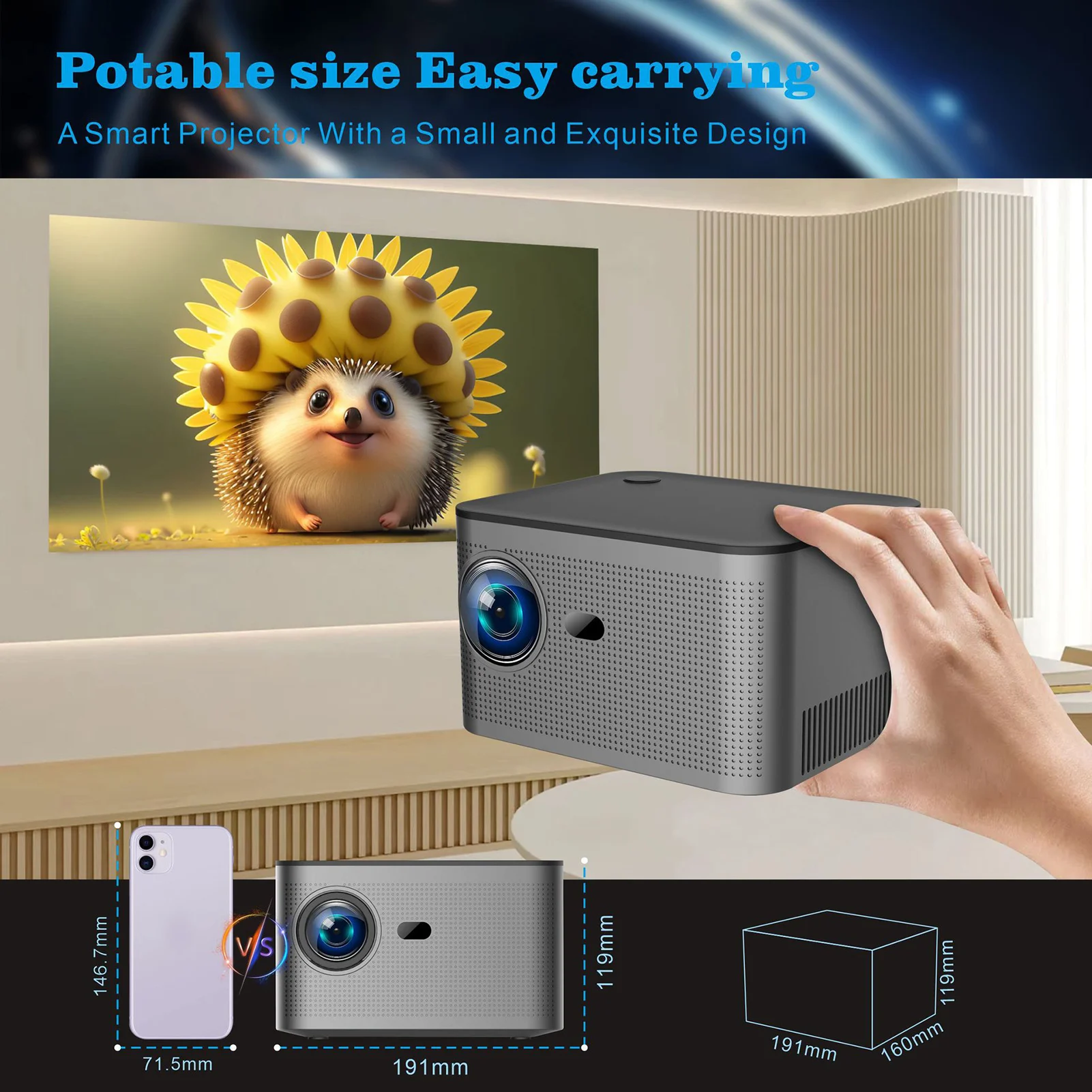 

Small Projector With Comfortable Viewing Household Durable Beamers Player For Home Desk Office
