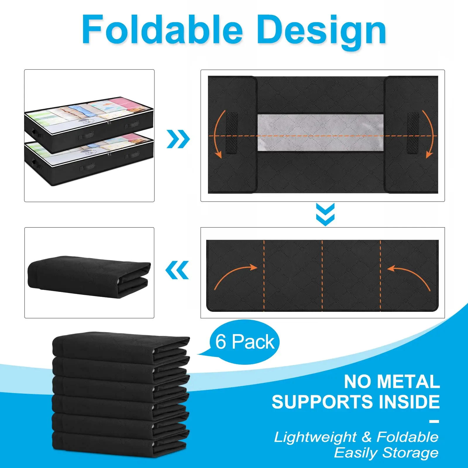 3 Pack Under Bed Storage Container Organizer Large Capacity Under Bed Clothes Storage Box Foldable Storage Bag with Clear Window 2