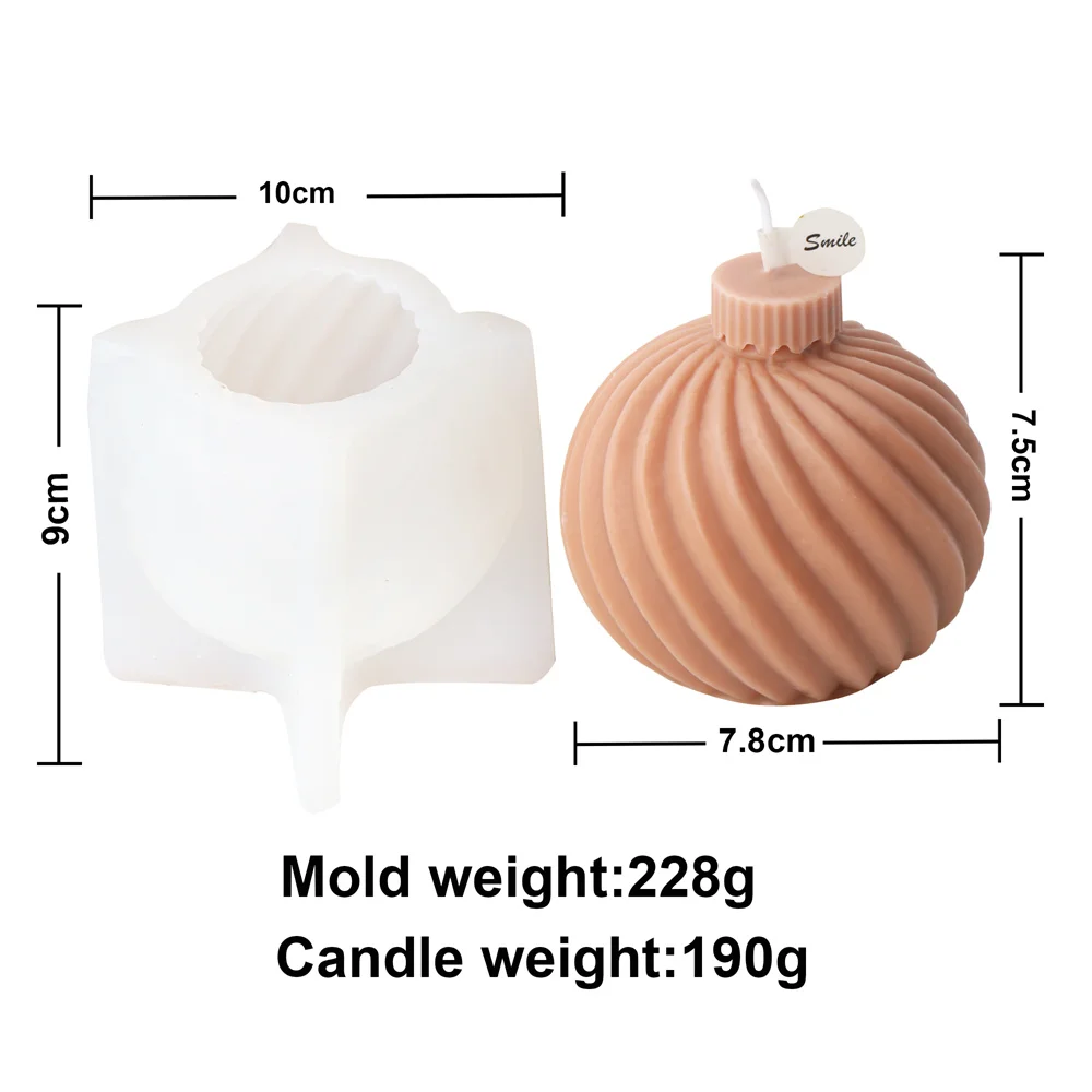 thumbnail image 1 of Molde de silicona con forma de esfera geométrica para velas, forma de campana, para Navidad, regalo de flores de Navidad, espiral giratoria, kit de yeso difusor, 1 of 5
