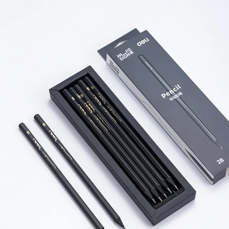 Black Wood Graphite Pencil Set HB 2B Black Lead Office Writing Pencil 10pcs Pack Gift Stationery 6