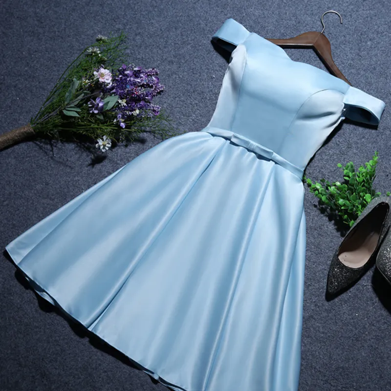 Zaražený modrá satén homecoming šaty 2024 sladké dívčí večírek formální gowns elegantní noc krátce ples gowns soumrak vestidos de festa