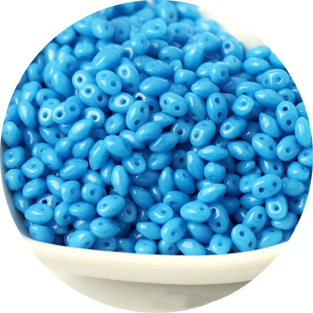 Glass Beads Double-Hole Colored Oval for Jewelry Making Handmade Accessories Necklace and Bracelet 2.5x5mm 10g