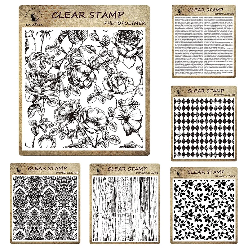 

JIANWU Transparent Retro Silicone Stamp Creative Art Background Decoration Material Rubber Seal Journal Scrapbooking Stationery