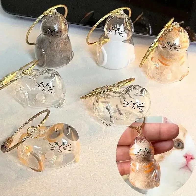 Cat Hair Keepsake Keychain Pendant Pet Fur Storage Ornament for Backpack Bag Hanging Souvenir Gift for Cat Lovers Memorial Use Cat Hair Keepsake Keychain Pendant Pet Fur Storage Ornament for Backpack Bag Hanging Souvenir Gift for Cat Lovers Memorial Use