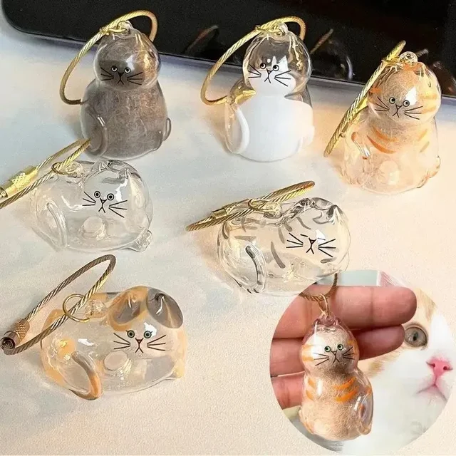 Cat Hair Keepsake Keychain Pendant Pet Fur Storage Ornament for Backpack Bag Hanging Souvenir Gift for Cat Lovers Memorial Use Cat Hair Keepsake Keychain Pendant Pet Fur Storage Ornament for Backpack Bag Hanging Souvenir Gift for Cat Lovers Memorial Use