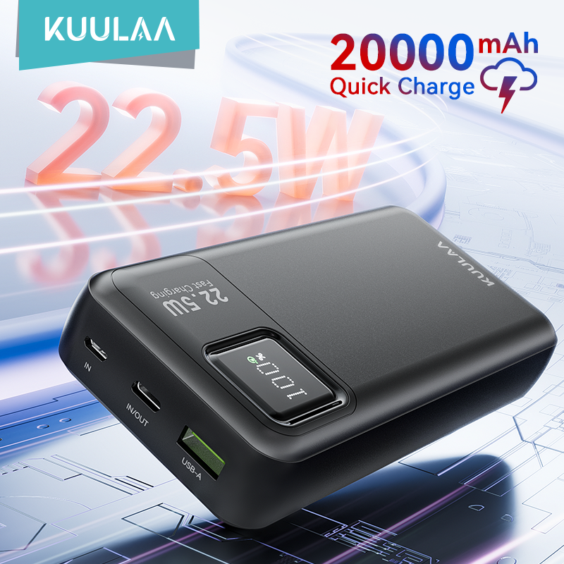 KUULAA 20000mAh Power Bank Portable External Battery 22.5W Fast Charging Portable Charger For iPhone xiaomi redmi poco Powerbank