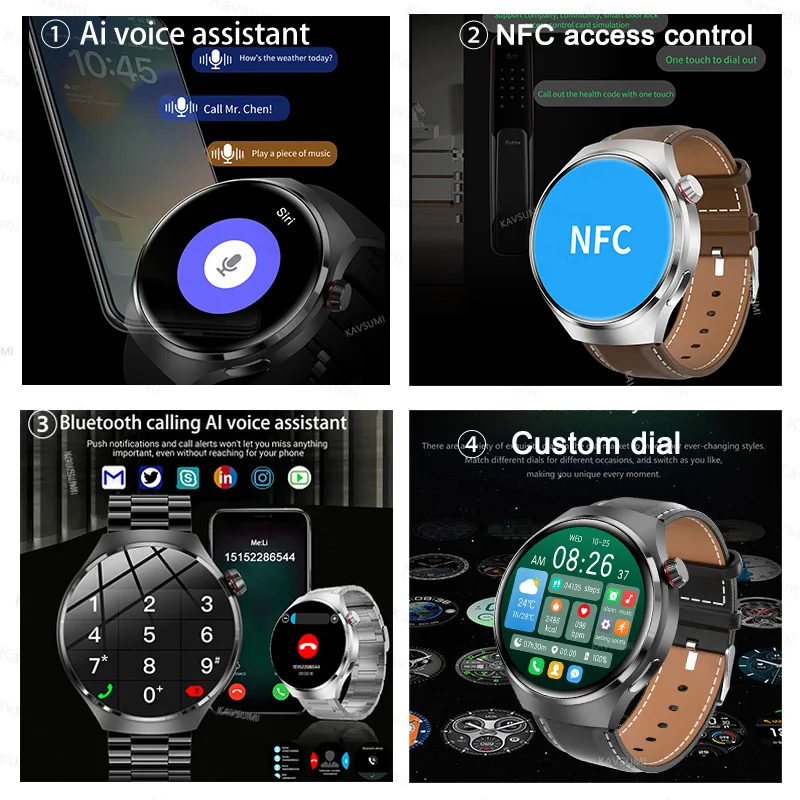 For Huawei Watch 4 Pro PK GT4 Pro NFC Smart Watch Men AMOLED 360*360 HD  Screen Blood Sugar BT Call Waterproof SmartWatch 2023 - AliExpress