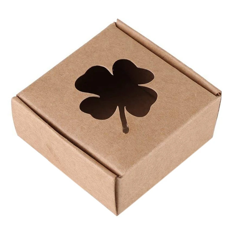 

Brown 350G Kraft Paper Four-Leaf Clover Foldable Kraft Paper Gift Box Handmade Soap Candy Jewelry Accessories