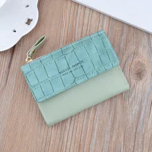 

New Small Wallet Women Short Zipper Coin Purse Soft Simple Fashion Crocodile Pattern Contrast Color Multifunction Card Holder