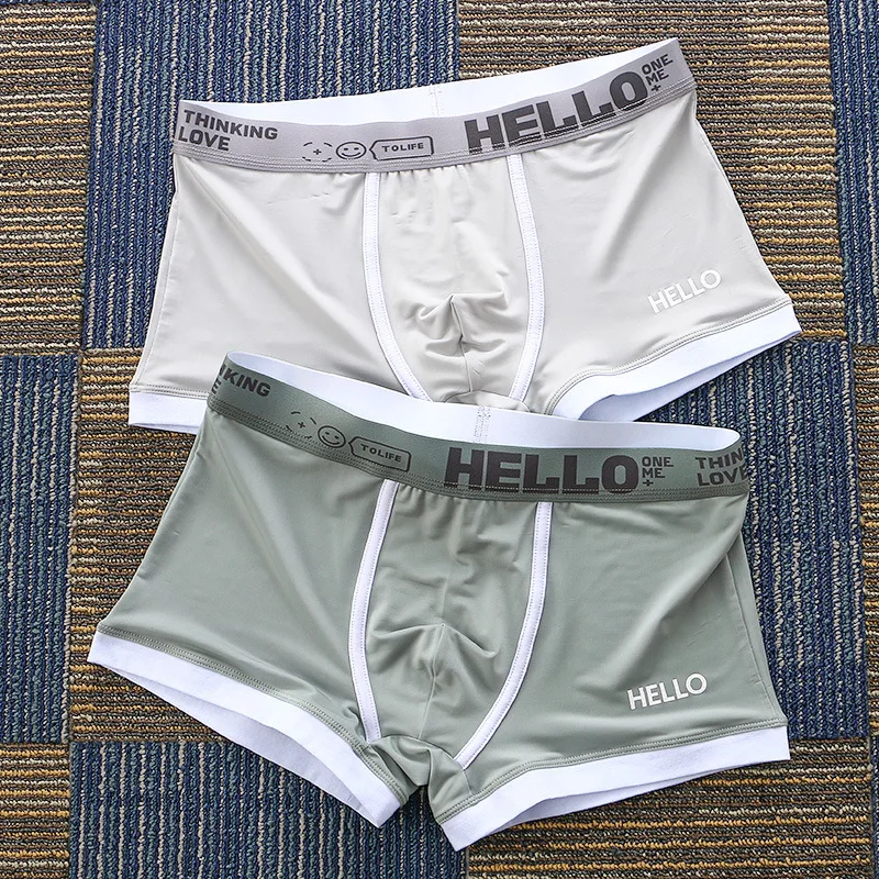 Boxer Shorts 2Pcs/lot Fashion Men's Panties Summer Ice Silk Breathable Male Boxers