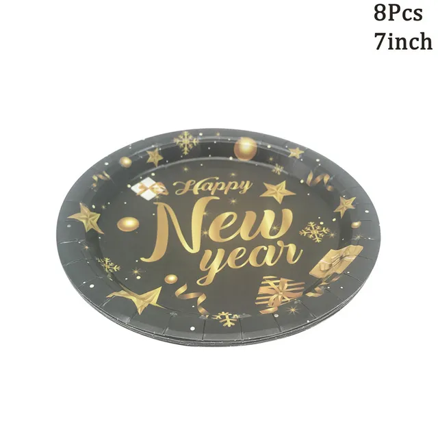 Happy New Year !' ou 'Bonne Année' en anglais. Voici une vaisselle jetable  spécifique à votre fête du Nouvel An. Les assiettes en - Cdiscount Maison