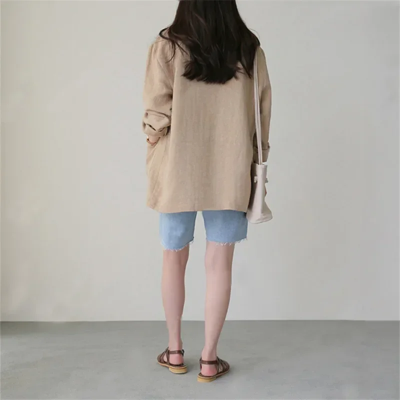 Women Blazers Single Button Solid Colors Khaki Long Sleeve Suits 2023 Spring Autumn Office Lady Plus Size Chic Elegant Blazer