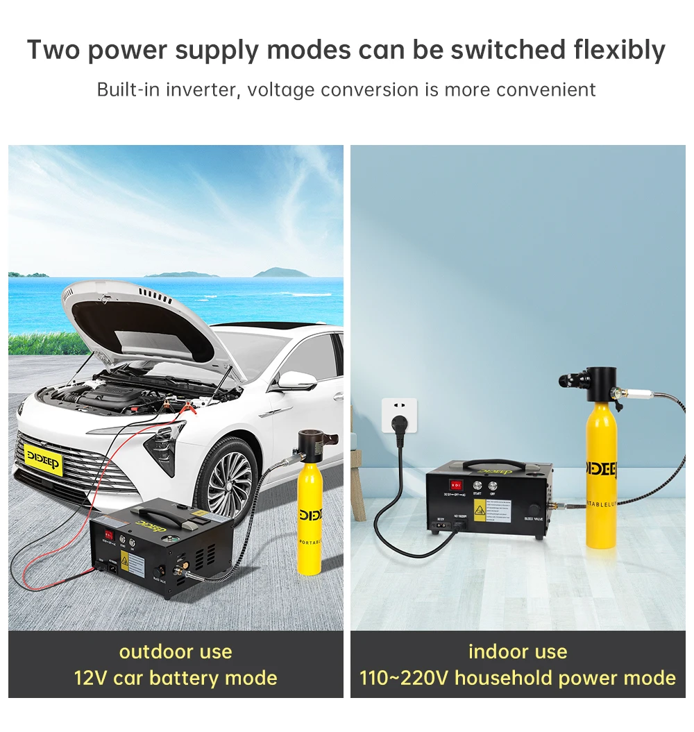 110V 220V Electric Inflator Pump Compressor for Scuba Tank, Portable Pcp Air Com