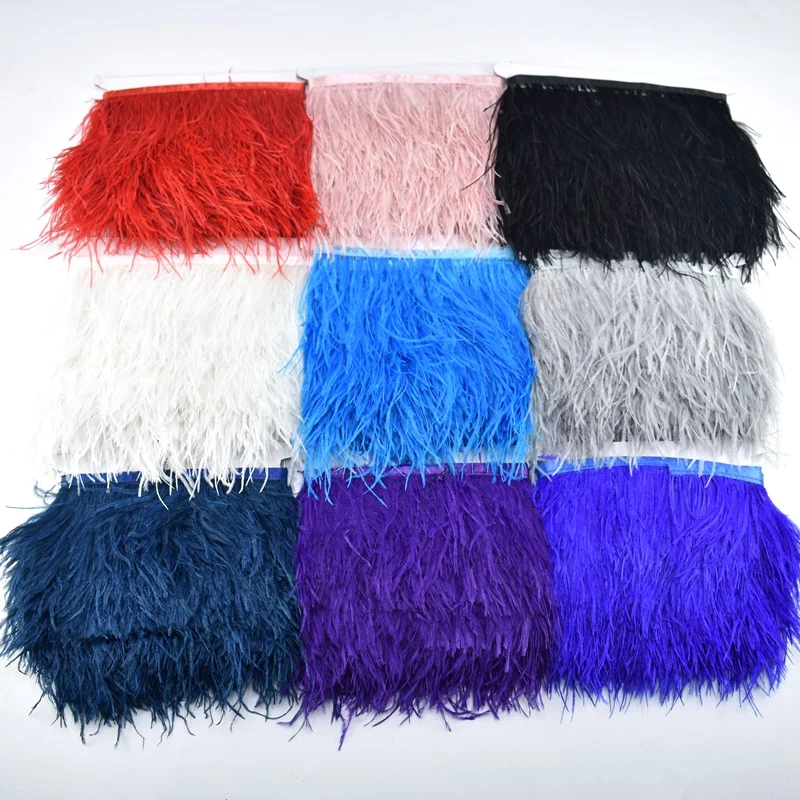Natural Ostrich Feather Trimming Height 8-10cm Feathers for Crafts Ribbon DIY Wedding Party Dresss Decoration Plumes 1meters/Lot