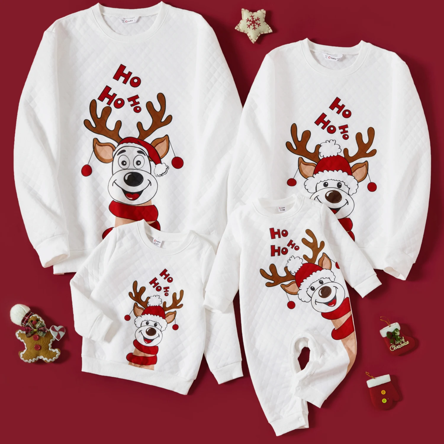 thumbnail image 2 of Camisetas de manga larga con estampado de renos a juego para toda la familia de Navidad de PatPat, 2 of 5