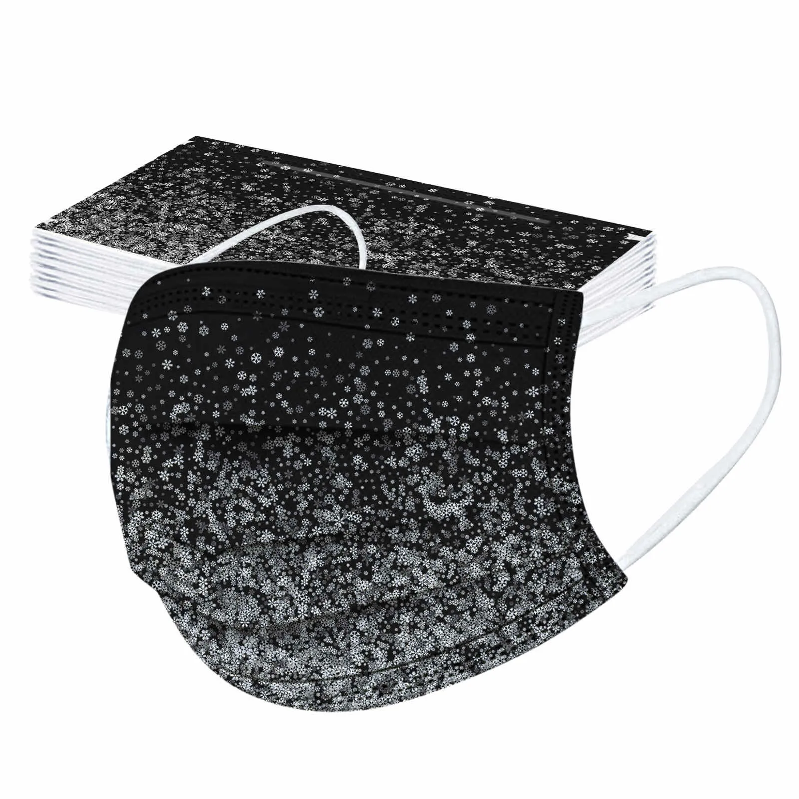 10PCS Adult's three-layer protective dust-proof sequins print outdoor dust-proof face protective mask disposable mask