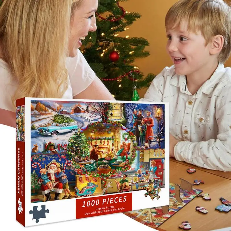 1000pieces Christmas Jigsaw Puzzles Cartoon Santa Claus Colorful Interactive Illustration Jigsaw Puzzles Holiday Favor for home 5