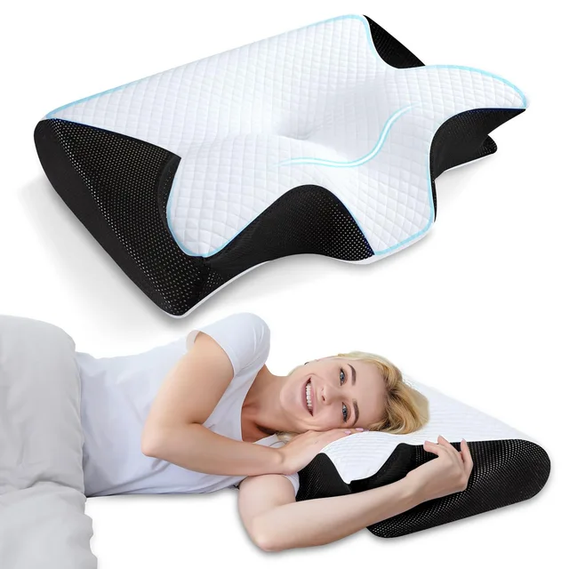 Memory Foam Cervical Pillowcase Cooling Fabric Pillow Protector Bedding Case for Home Travel Holiday Gift Portable Sleep Use Set 1