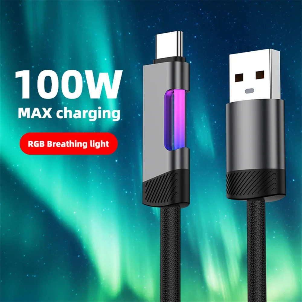 USB Type C Cable 100W 5A Super Fast Charging USB C to USB C Data Cord For iPhone Samsung Xiaomi Quick Charge Phone Charger Cable
