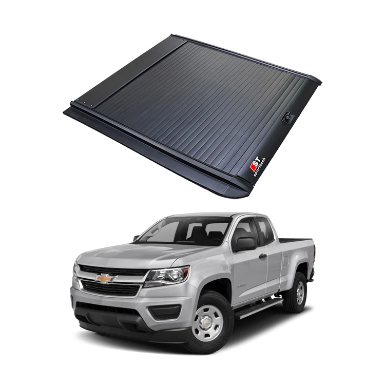 

Pickup Waterproof Manual Truck Bed Tonneau Cover Roller Lid Retractable Hard Cover for Chevrolet Colorado Black