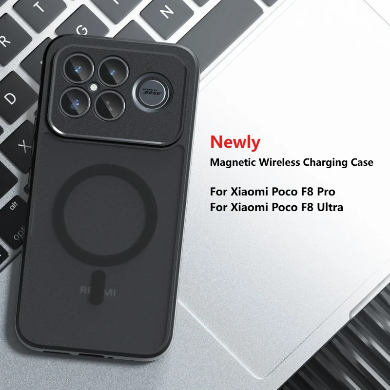 Shockproof Protective Magnetic Case with Wireless Charging Back Cover