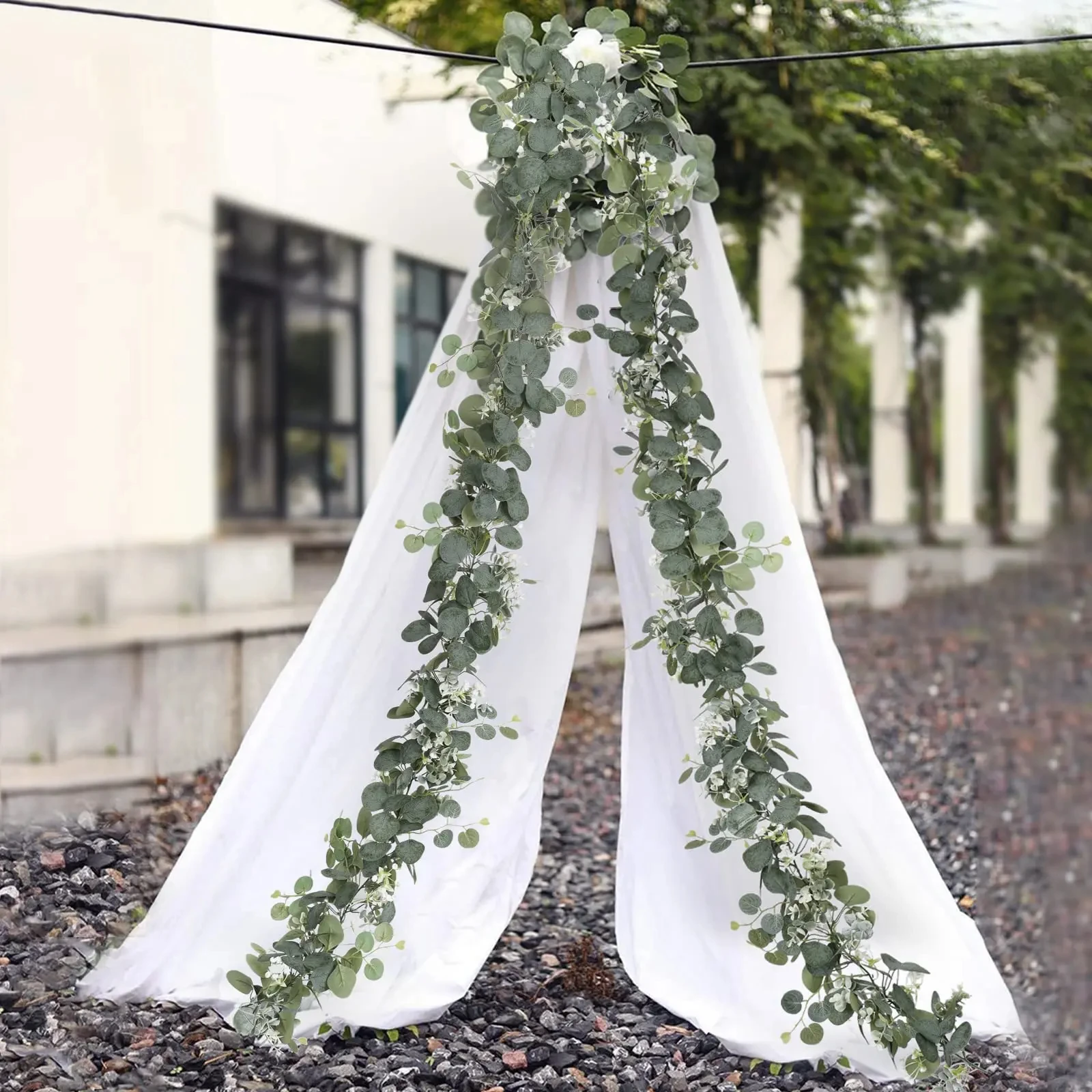 Artificial Eucalyptus White Flower Garland 6