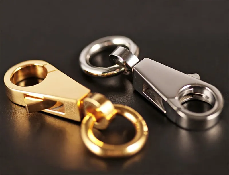 CRAZYSMITH 1PCS Stainless Steel Swivel Snap hook Lobster Clasps Trigger KeyChain Vacuum Plating Gold/Silvery Bag accessories