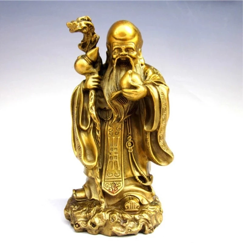 

Old Birthday Star Crafts Imitation Copper Opening Feng Shui Fortune God Buddha Statue Ornaments Symbol of longevity